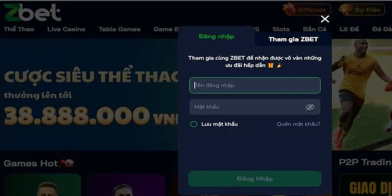 Các bước đăng nhập Zbet chi tiết