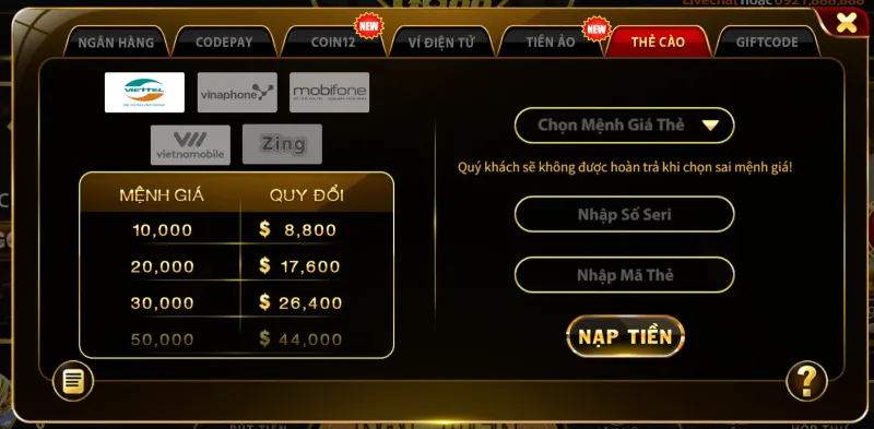 Nạp tiền Go88