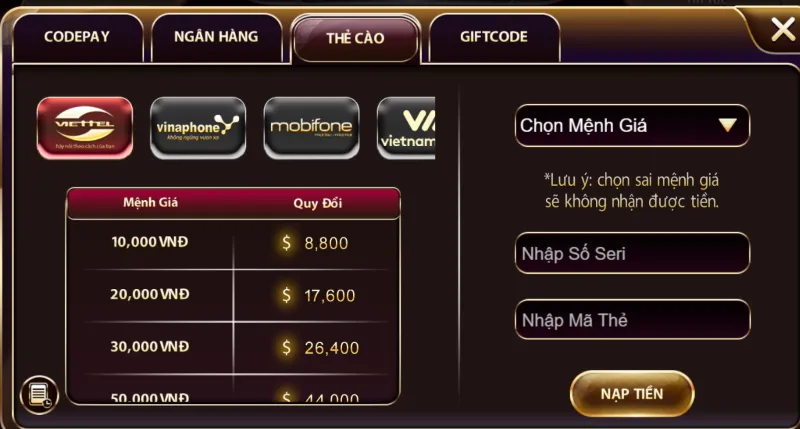 Nạp tiền Sunwin