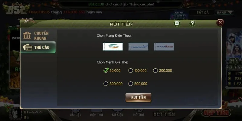 Rút tiền B52club