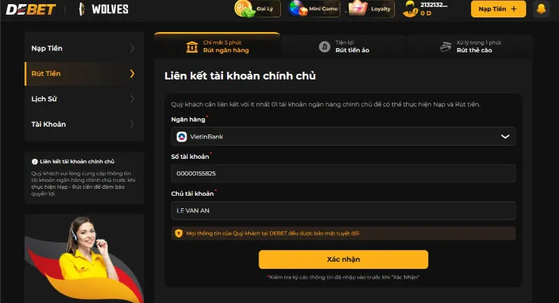 Rút tiền Debet